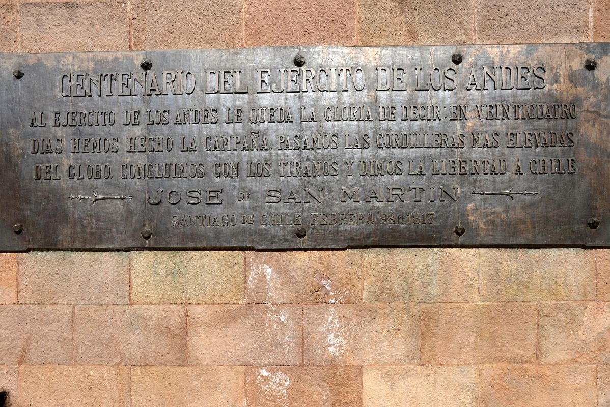 15-02 Plaque Centenario del Ejercito de los Andes At Cerro de la Gloria The Hill of Glory In Mendoza